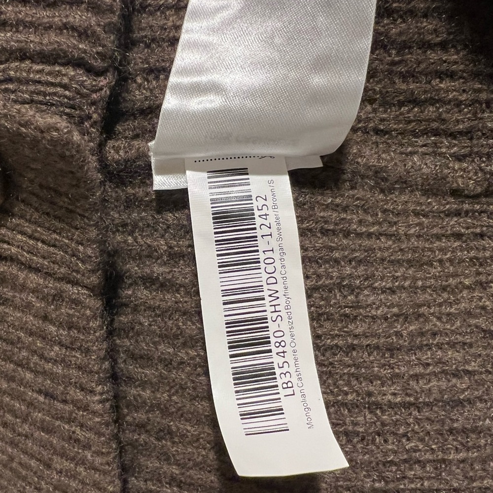 NWOT Quince Brown Mongolian Cashmere Oversized Boyfriend Cardigan Sweater Size S - Picture 12 of 12